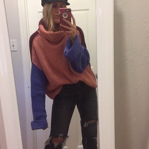 Free People Color Block Sweater